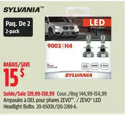Canadian Tire Sylvania ZEVO LED Headlight Bulbs offer