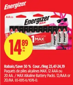 Canadian Tire Energizer MAX Alkaline Battery Packs offer