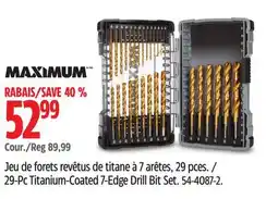 Canadian Tire MAXIMUM 29-Pc Titanium-Coated 7-Edge Drill Bit Set offer