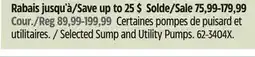 Canadian Tire Mastercraft Selected Sump and Utility Pumps offer