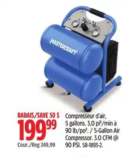 Canadian Tire Mastercraft 5-Gallon Air Compressor. 3.0 CFM @ 90 PSI offer