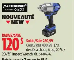Canadian Tire Mastercraft 20V 1⁄2˝ Impact Wrench Kit offer