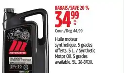 Canadian Tire MotoMaster Synthetic Motor Oil offer