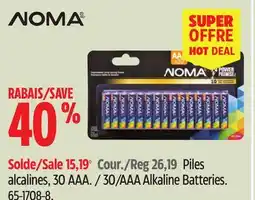 Canadian Tire Noma 30/AAA Alkaline Batteries offer