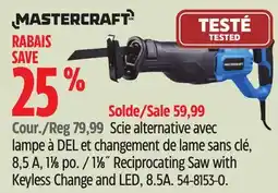 Canadian Tire Mastercraft 8,5 A, 11โ8 po. / 11โ8ห Reciprocating Saw with Keyless Change and LED offer