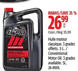Canadian Tire Conventional Motor Oil. 3 grades available. 5L offer