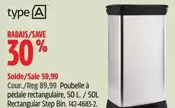 Canadian Tire Type A 50L Rectangular Step Bin offer