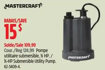 Canadian Tire Mastercraft 1⁄3-HP Submersible Utility Pump offer