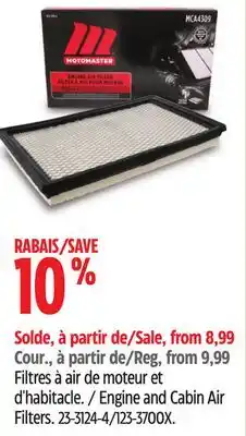 Canadian Tire MotoMaster Engine and Cabin Air Filters offer
