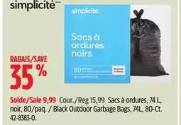 Canadian Tire simplicité lack Outdoor Garbage Bags offer