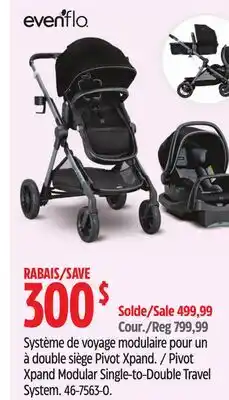 Canadian Tire Evenflo Xpand Modular Single-to-Double Travel System offer