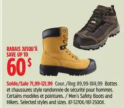 Canadian Tire Stanley Men's Safety Boots and Hikers offer