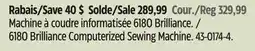 Canadian Tire Singer 6180 Brilliance Computerized Sewing Machine offer