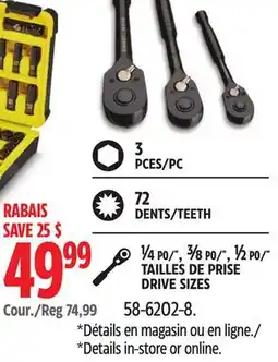 Canadian Tire Stanley ยผ PO/, โ
 PO/, ยฝ PO/ TAILLES DE PRISE DRIVE SIZES offer