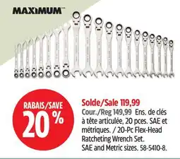 Canadian Tire MAXIMUM 20-Pc Flex-Head Ratcheting Wrench Set offer