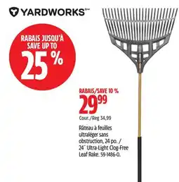 Canadian Tire Yardworks 24˝ Ultra-Light Clog-Free Leaf Rake offer