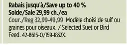 Canadian Tire Certified Selected Suet or Bird Feed offer