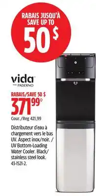 Canadian Tire Vida by PADERNO UV Bottom-Loading Water Cooler Black/stainless steel look offer