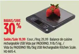 Canadian Tire Vida by PADERNO 11lb/5kg USB Rechargeable Kitchen Scale offer