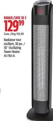 Canadian Tire 30˝ Oscillating Tower Heater offer