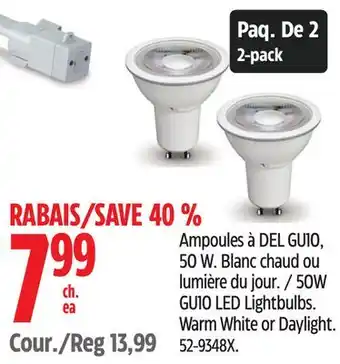 Canadian Tire NOMA 50W GU10 LED Lightbulbs offer