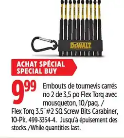 Canadian Tire DEWALT Flex Torq 3.5˝#2 SQ Screw Bits Carabiner offer