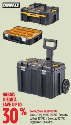 Canadian Tire Dewalt Selected TSTAK Organizers offer