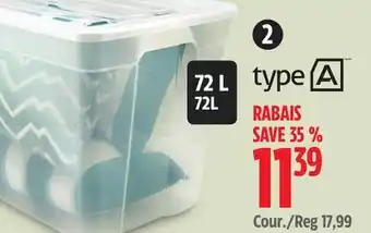 Canadian Tire type A Bac transparent offer