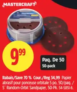 Canadian Tire Mastercraft 5˝ Random-Orbit Sandpaper offer