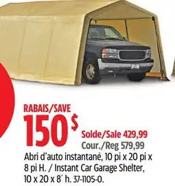 Canadian Tire ShelterLogic Instant Car Garage Shelter offer