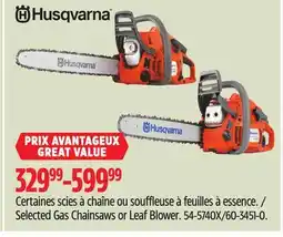 Canadian Tire Husqvarna Selected Gas Chainsaws or Leaf Blower offer