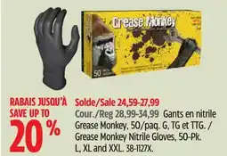 Canadian Tire Grease Monkey Nitrile Gloves offer