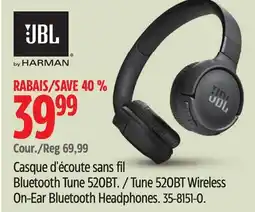 Canadian Tire Jbl Tune 520BT Wireless On-Ear Bluetooth Headphones offer
