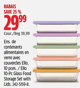 Canadian Tire Ello 10-Pc Glass Food Storage Set with Lids offer