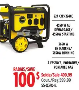 Canadian Tire Champion 3650/4550 Watt Portable Generator, RV Ready offer