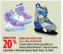 Canadian Tire Selected Disney Adjustable or Winnwell Balance Blade Skates offer