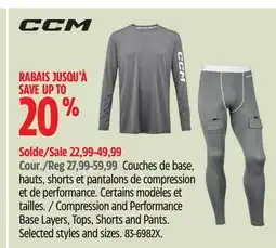 Canadian Tire Compression and Performance Base Layers, Tops, Shorts and Pants offer