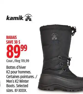 Canadian Tire Kamik Men's K2 Winter Boots offer