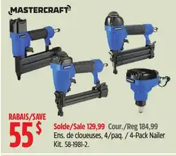 Canadian Tire Mastercraft 4-Pack Nailer Kit offer