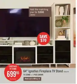 The Brick Ignatius 64 Modern Electric Fireplace TV Stand with Storage & Cable Management for TVs up to 70 offer