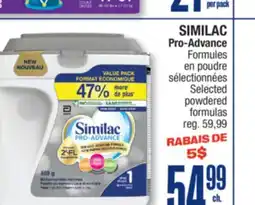 Jean Coutu SIMILAC Pro-Advance Selected powdered formulas offer