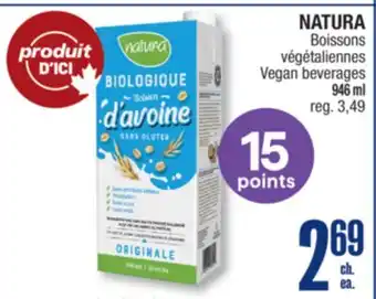 Jean Coutu NATURA Vegan beverages offer