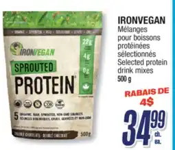 Jean Coutu IRONVEGAN Selected protein drink mixes offer
