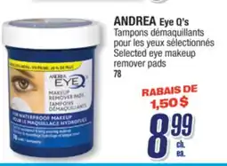 Jean Coutu ANDREA Eye Q's Selected eye makeup remover pads offer
