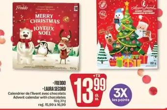 Jean Coutu FREDDO, LAURA SECORD Advent calendar with chocolates offer