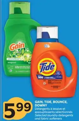 Brunet GAIN, TIDE, BOUNCE, DOWNY Détergents à lessive et assouplissants sélectionnés offer