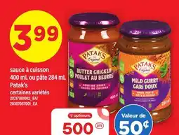 Maxi SAUCE À CUISSON, 400 ML OU PÂTE, 284 ML PATAK'S offer
