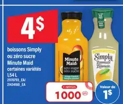 Maxi BOISSONS SIMPLY OU ZÉRO SUCRE MINUTE MAID,1,54 L offer