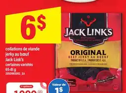 Maxi COLLATIONS DE VIANDE JERKY AU BŒUF JACK LINK'S, 65-81 G offer