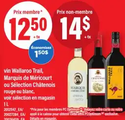 Maxi VIN WALLAROO TRAIL, MARQUIS DE MÉRICOURT OU SÉLECTION CHÂTENOIS ROUGE OU BLANC, 1 L offer